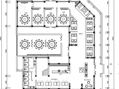 新中式中餐厅 主题餐厅平面图 餐饮空间平面图 餐厅设计平面图 施工图