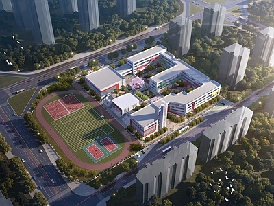 现代新中式学校建筑 36班 48班学校
