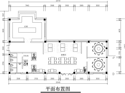 新中式茶餐厅 200平餐厅平面 餐厅设计平面图 茶餐厅设计平面图 施工图