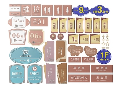 现代标识标牌 2D房地产指示牌 房地产标识牌 房地产导视牌 房地产门牌 房地产提示牌