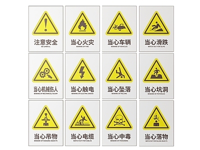 现代标识标牌 2D工厂指示牌 工地安全标识牌 工地安全提示牌 工地安全导视牌 工厂工地警示牌
