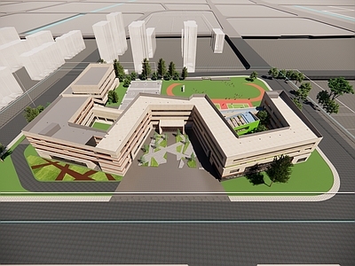 现代学校建筑 学校 中学教学楼 小学教学楼