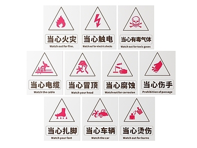 现代标识标牌 2D工厂指示牌 工地安全标识牌 工地安全导视牌 工地安全提示牌 工厂工地警示牌