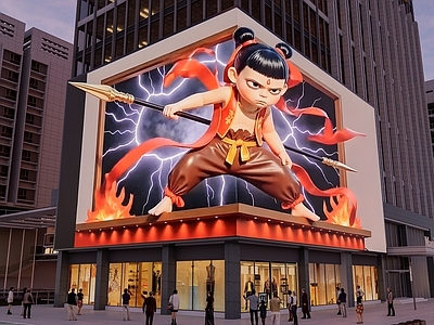 现代工业广告牌 哪吒裸眼 商业广场 三维裸眼广告 裸眼大屏 裸眼转折屏