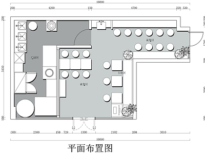 现代其他餐饮空间 米粉店设计平面图 街边米粉店平面图 粉面店设计平面图 施工图