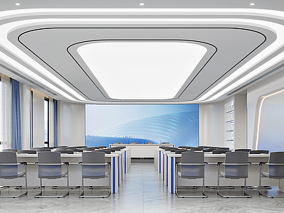 现代极简报告厅 科技 极简 报告厅 蓝色 白色