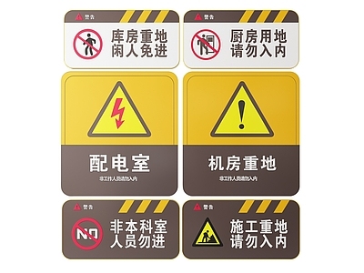 现代标识标牌 2D机房指示牌 非工作人员标识牌 禁止入内提示牌 非请勿进警示牌 禁止入内导视牌