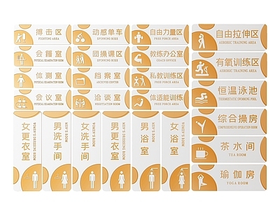 现代标识标牌 2D健身房指示牌 健身房标识牌 健身房导视牌 健身房门牌 健身房科室牌