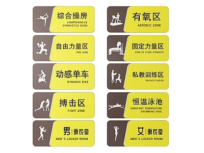 现代标识标牌 2D健身房指示牌 健身房导视牌 健身房标识牌 健身房门牌 健身房科室牌