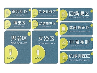 现代标识标牌 2D健身房指示牌 健身房标识牌 健身房导视牌 健身房门牌 健身房科室牌