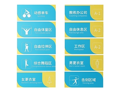 现代标识标牌 2D健身房指示牌 健身房标识牌 健身房导视牌 健身房门牌 健身房科室牌