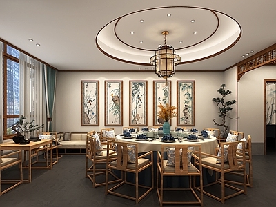 新中式中式中餐厅 新中式餐厅包间 中式餐厅包厢