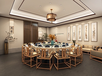 中式新中式中餐厅 中式餐厅包间 新中式餐厅包间