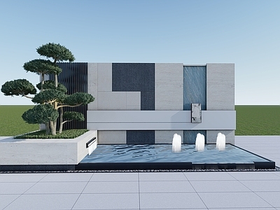现代庭院小品 景墙 现代景墙 水景 水景墙 庭院小品
