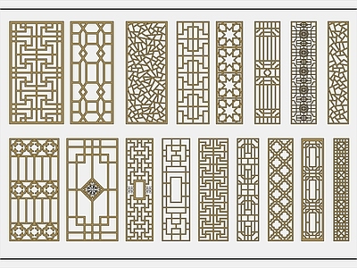 新中式中式综合家具图库 精品中式屏风 中式隔断 施工图
