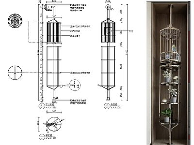 意式柜子 鸟笼图纸 施工图