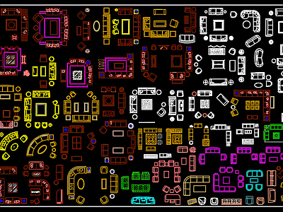 现代综合家具图库 综合家具图 施工图