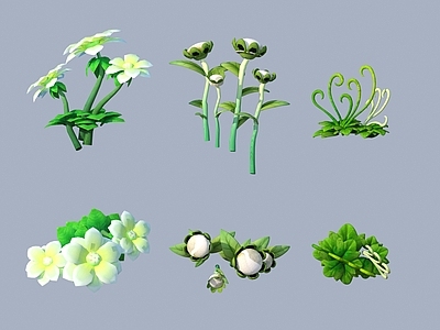 花草组合 卡通 植物 灌木