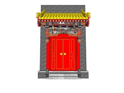中式其他文化场馆 垂花门楼 门楼 中式门楼