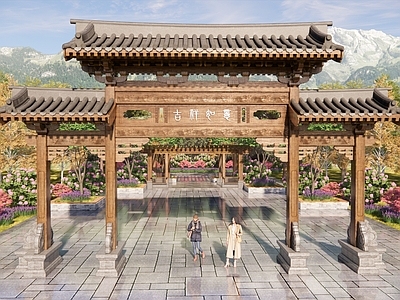 现代新中式牌坊牌楼 牌坊 牌楼 门楼 入口大门 寨门