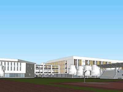 现代学校建筑 滨水现代学校