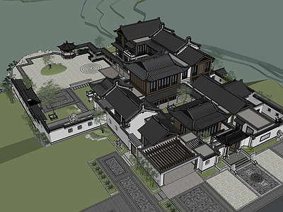 新中式中式小区建筑 中式别墅 中式庄园 中式示范区 绿城中式别墅 中式豪宅别墅