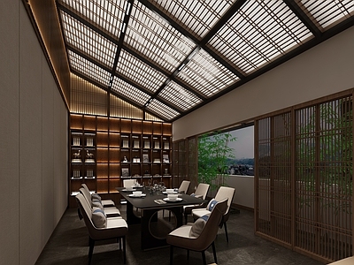 现代新中式中餐厅 包厢 新中式