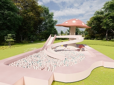 现代儿童游乐区 蘑菇海洋球