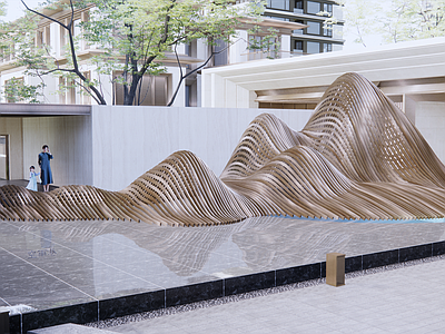 现代新中式假山 山形景观小品 山