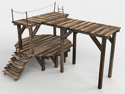 现代木屋 木平台 旧木板 瞭望台 复古木台