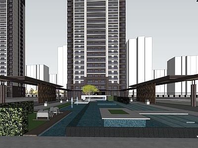 新中式小区建筑 新中式小区