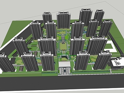 现代小区建筑 小区