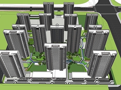 现代小区建筑 小区