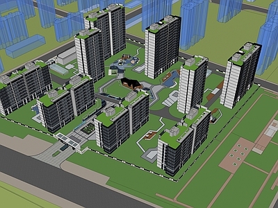 现代高层住宅 小区建筑