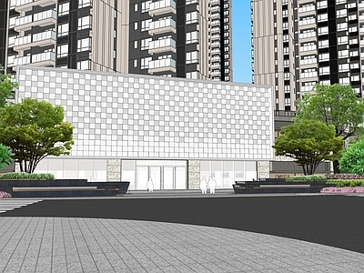 现代小区建筑 小区带景观