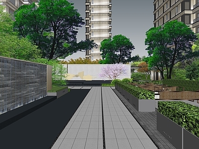 现代小区建筑 小区带景观