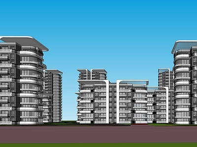 现代小区建筑 小区带景观