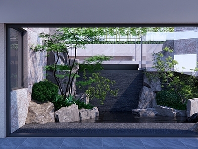 新中式日式水景 庭院景石流水景墙 精也园社景石水景 溪山院庭院水景 自然景石水景 对景景墙景石水景