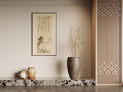盆栽 侘寂风干枝盆景 装饰画