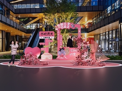 现代美陈 女神节网红打卡 三八妇女节美陈 石矶娘娘美陈 哪吒闹海美陈