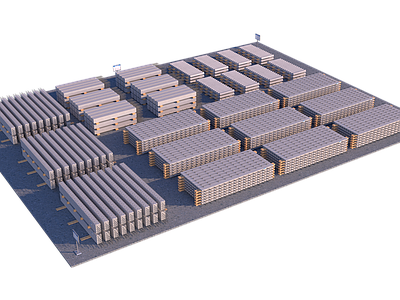 现代工业其他商业建筑 预制构件 预制构件堆场 预制梁 预制板
