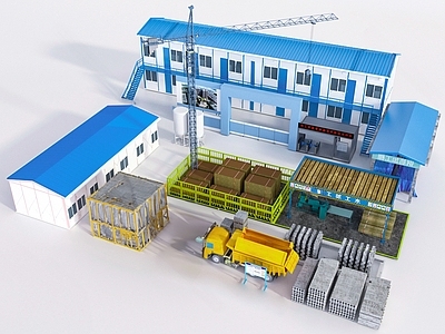 现代厂房 工地厂房 建筑外观 工地施工材料 工地大门