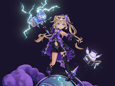 虚拟人物 卡通雷神 萝莉女孩 魔法少女 女战士 雷电女神