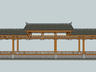 中式小公建 长廊 中式廊道