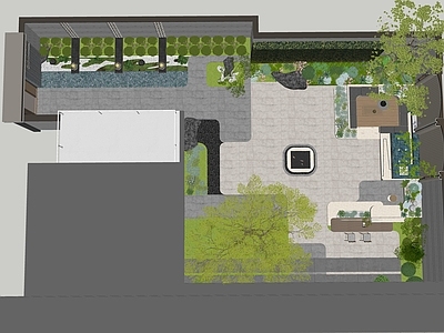 现代轻奢别墅庭院 现代庭院景观 豪宅花园 别墅花园 展示区样板景观 庭院花园