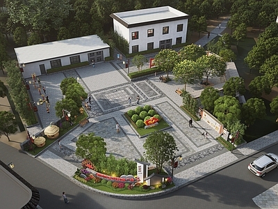 新中式中式乡村公园 乡村红色主题公园 党建公园