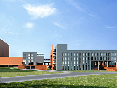 现代新中式学校建筑 教学楼学校 学校实验楼 学校科技楼