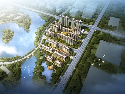 现代新中式小区建筑 住宅小区规划 小区规划