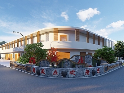 新中式现代景墙 乡村景墙 美丽乡村入口 乡村改造设计