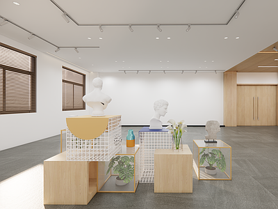现代极简其他文化空间 展台 艺术装饰 展架